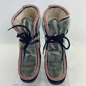 Vintage Yodelers  Women's Chukka Black Suede Teddy Bear Fleece Boots USA Size 7